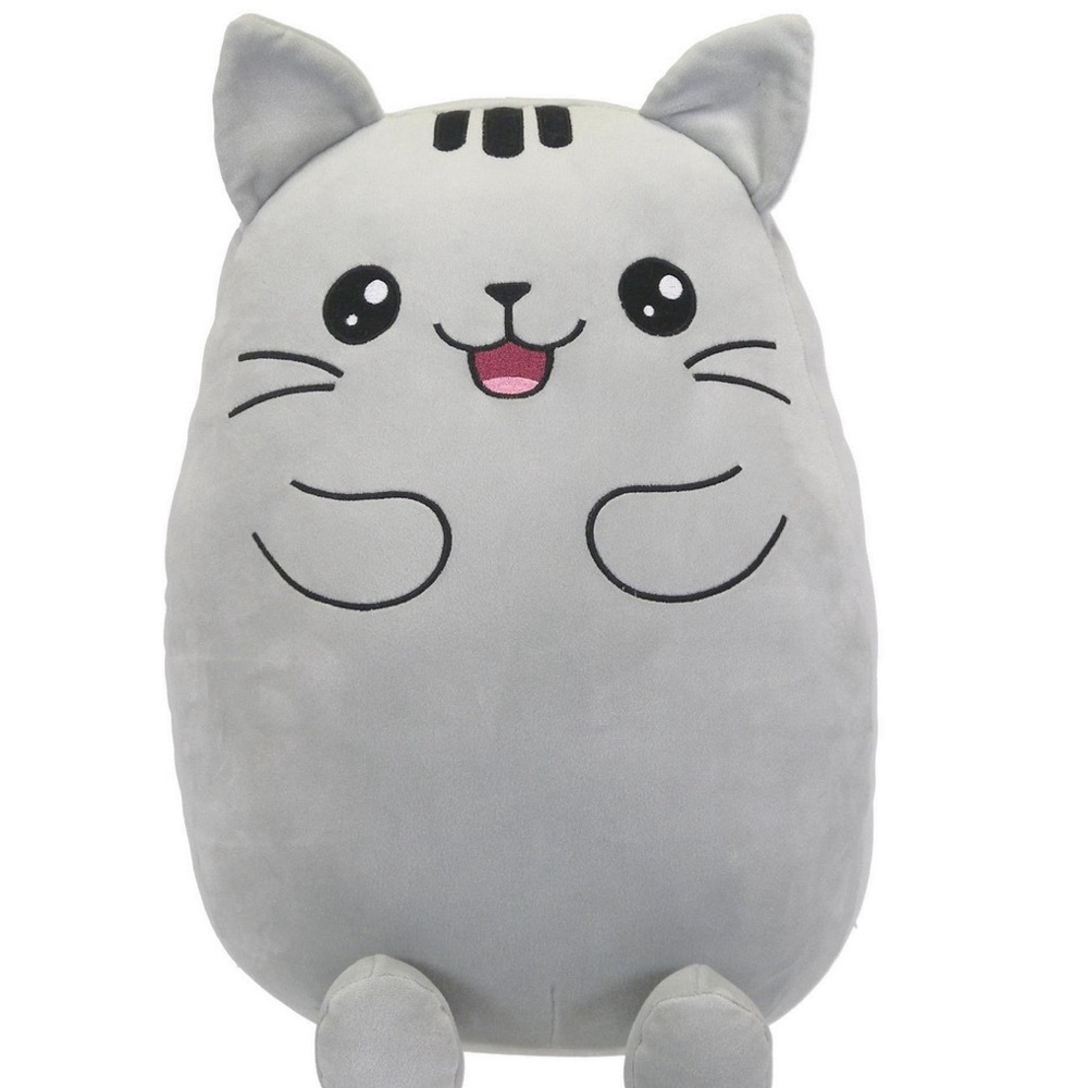 Grey Kitty 16''H plush light grey cat, Soft, smooth, and snuggly.